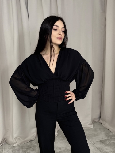 Elegancka bluzka z gorsetem czarna