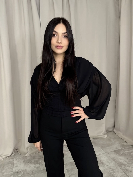 Elegancka bluzka z gorsetem czarna