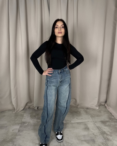 Barrel Leg Jeans z kontrastowym konturem
