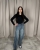 Barrel Leg Jeans z kontrastowym konturem